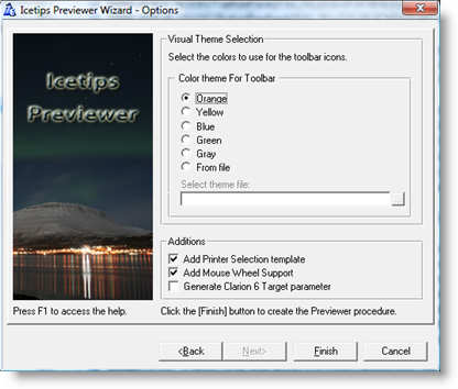 Icetips Previewer Wizard - Options
