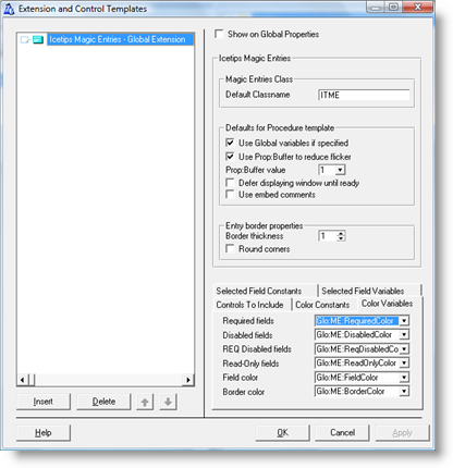 Color variables for entry fields