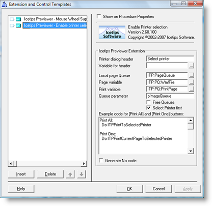 Select Printer extension Select Printer extension