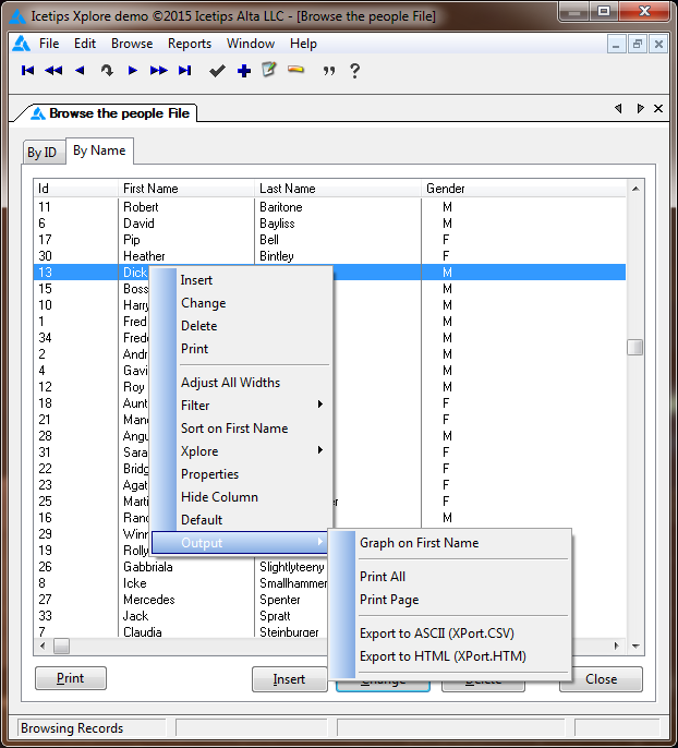 Xplore Output menu Xplore Output menu