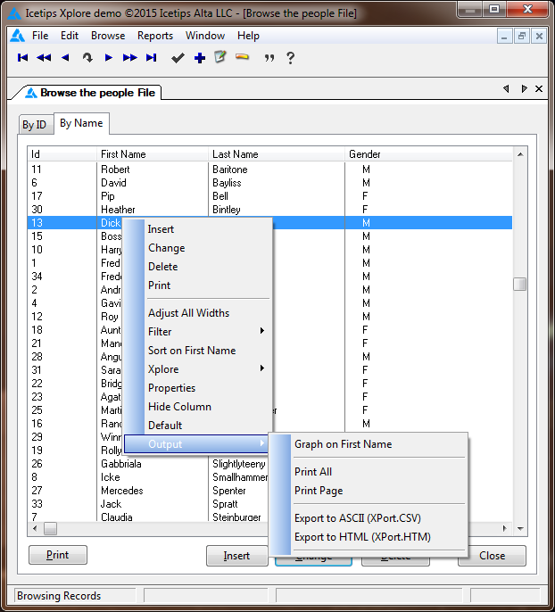 Xplore Output menu